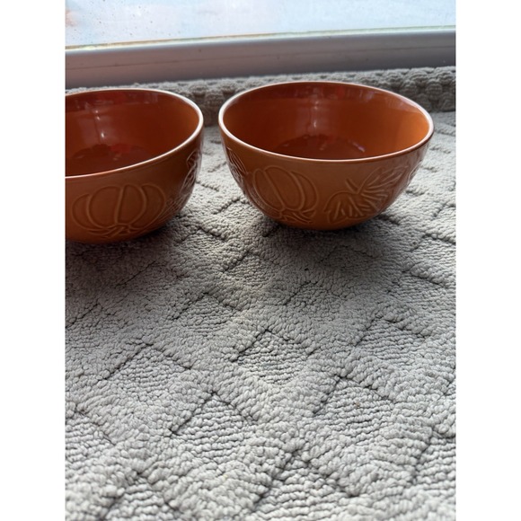 Hobby Lobby Fall 2025 Embossed Pumpkin Orange Cereal/Soup Bowls Set of 4NEW!! - Picture 3 of 14